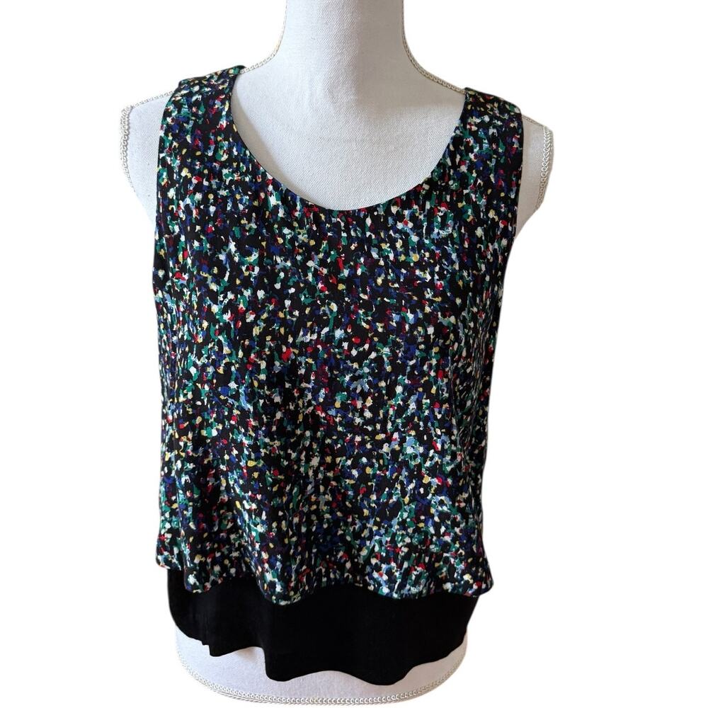 Sandro Paris Sleeveless Black Confetti Print Layered Top